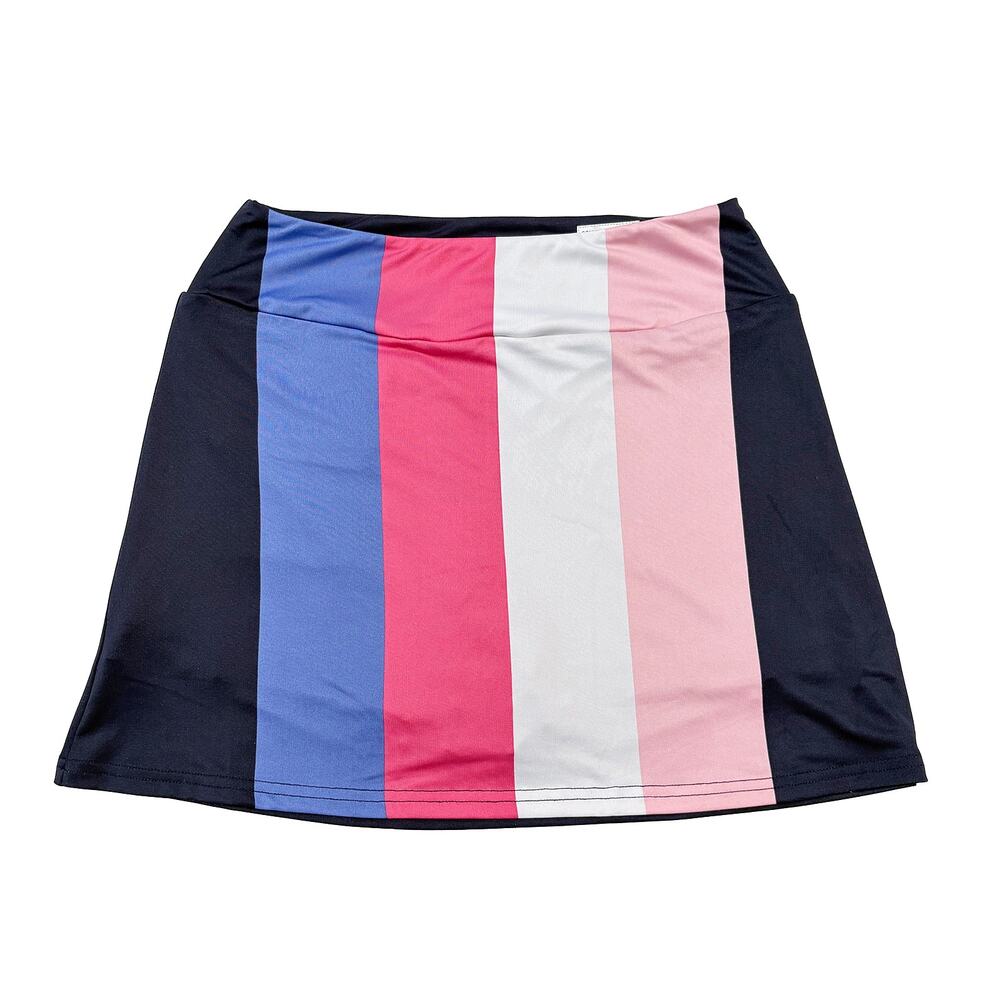 NWT Golftini Golf Skort Women S Pink Navy Blue Stripe Tennis Pickleball Tennis